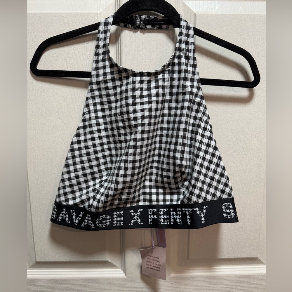 Savage X Fenty Black Plaid Crop Top 2X